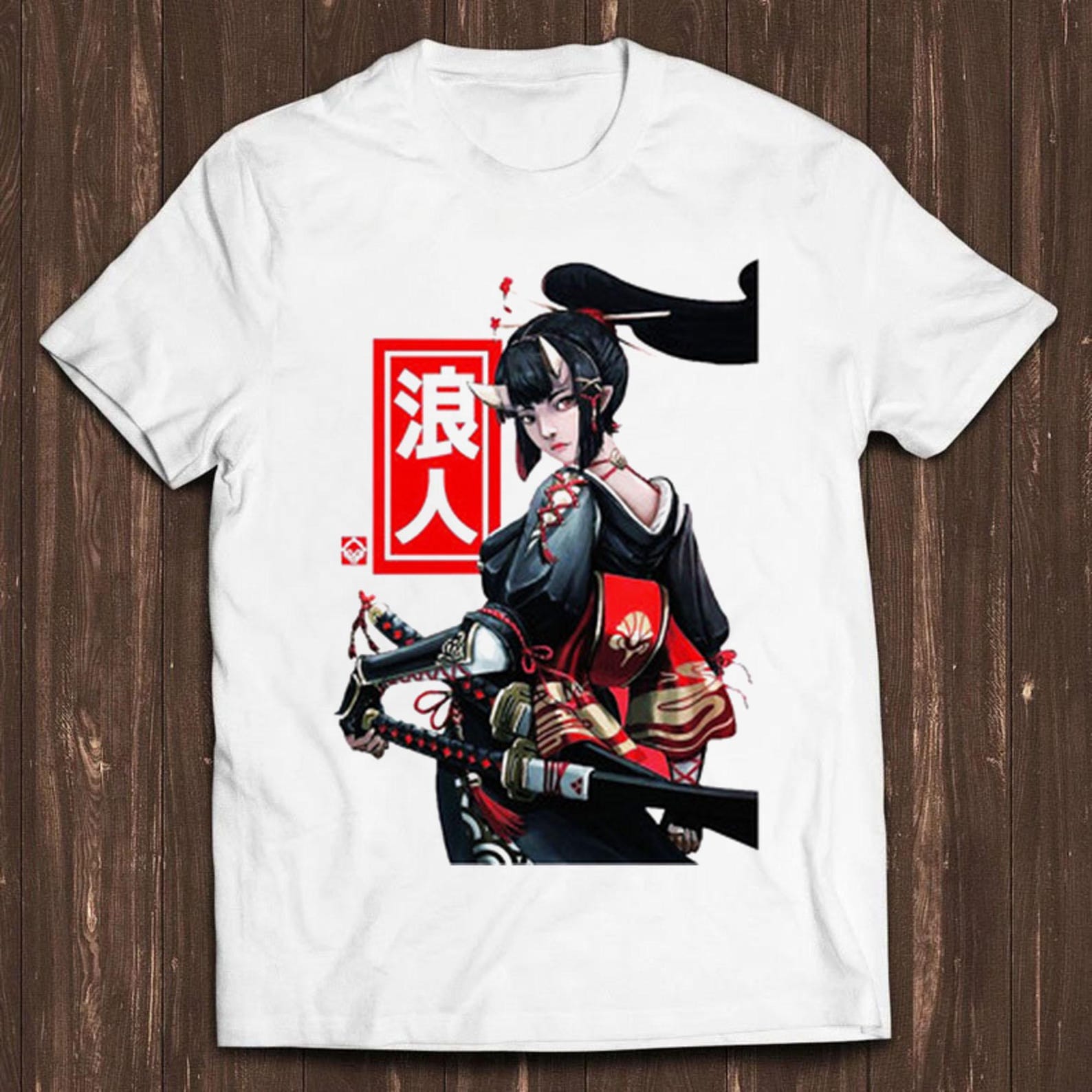 Japanese Ninja Geisha Samurai Girl Manga Meme Joke Funny Retro Mens Womens Unisex Cartoon Anime Top Gift Tee T Shirt C1198 2XL