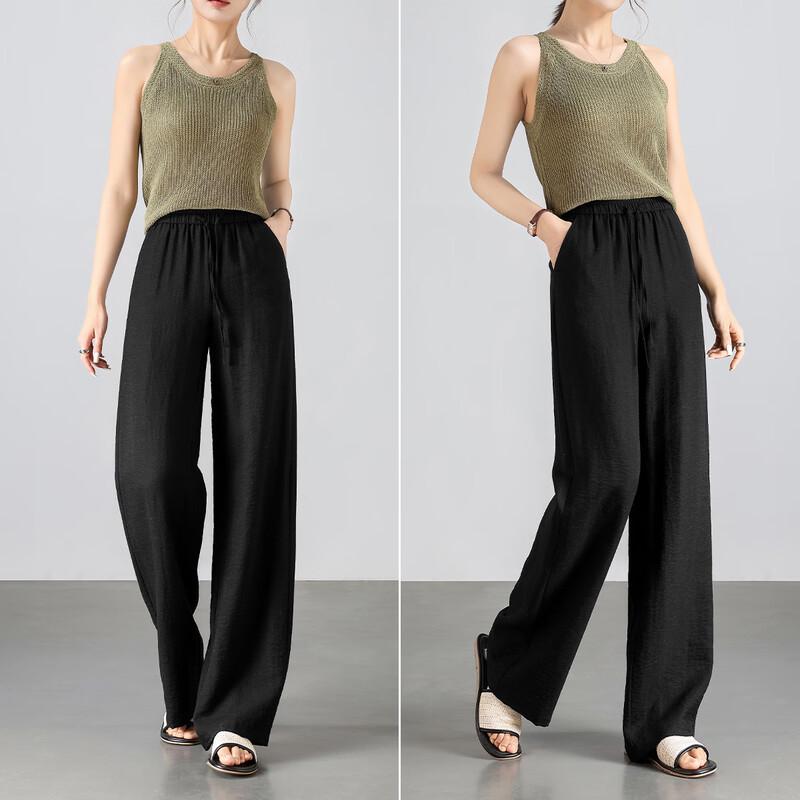 HSTYLE Linen Blend Wide-Leg Casual Pants for Women