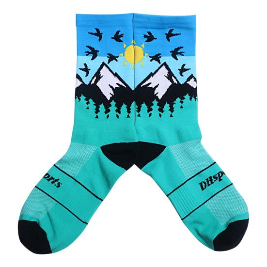 

1 пара велосипедных носков профессиональные дышащие унисекс с рисунком дикого гуся мужские женские носки до середины икры для шоссейного велосипеда для улицы L синий