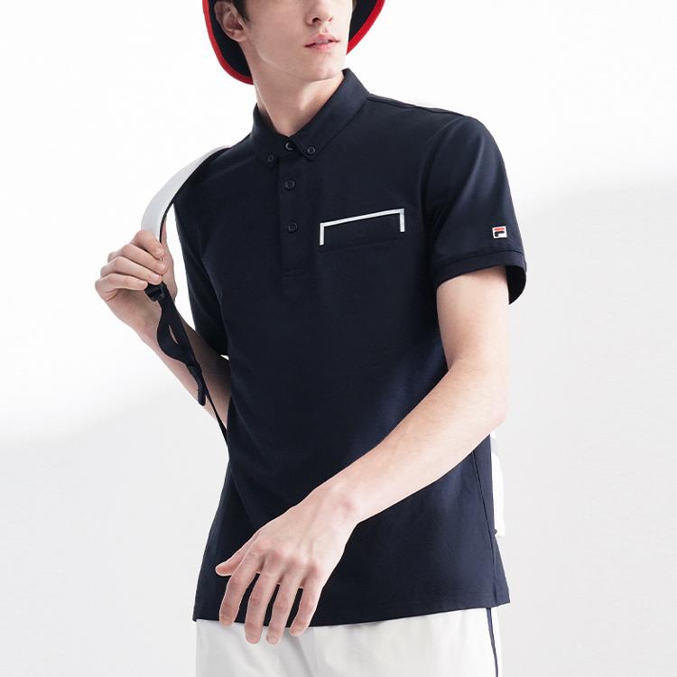 Fila Casual Sports Breathable Short Sleeve Polo Shirt Men Tops Navy-Blue F11M028128G-NV