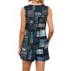 Women Summer Casual Two Piece Set Vintage Floral Print Sleeveless Tank Top Square Neck Sportswear with Pockets Shorts Lounge Outfit