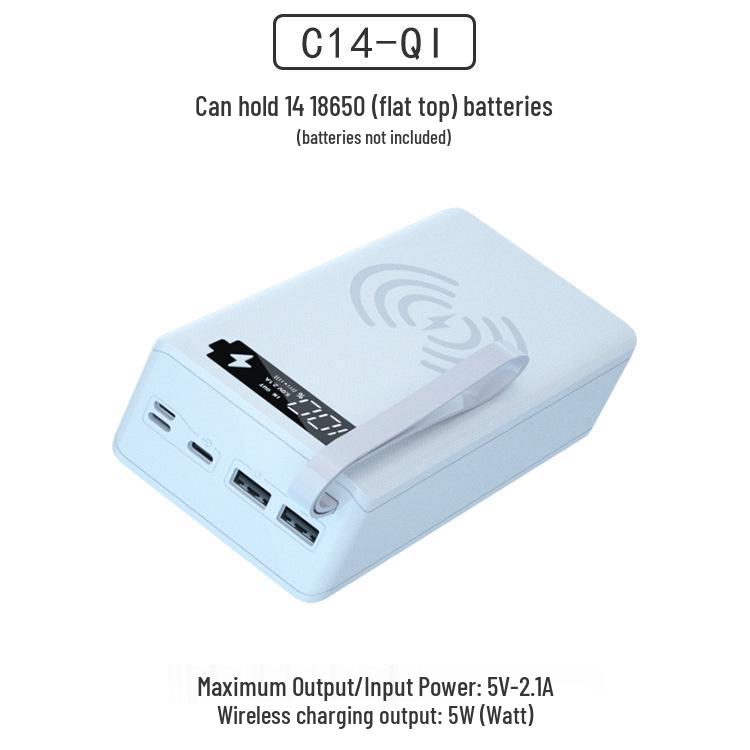 14-Section 18650 Battery Power Bank Kit, DIY Fast-Charging Shell