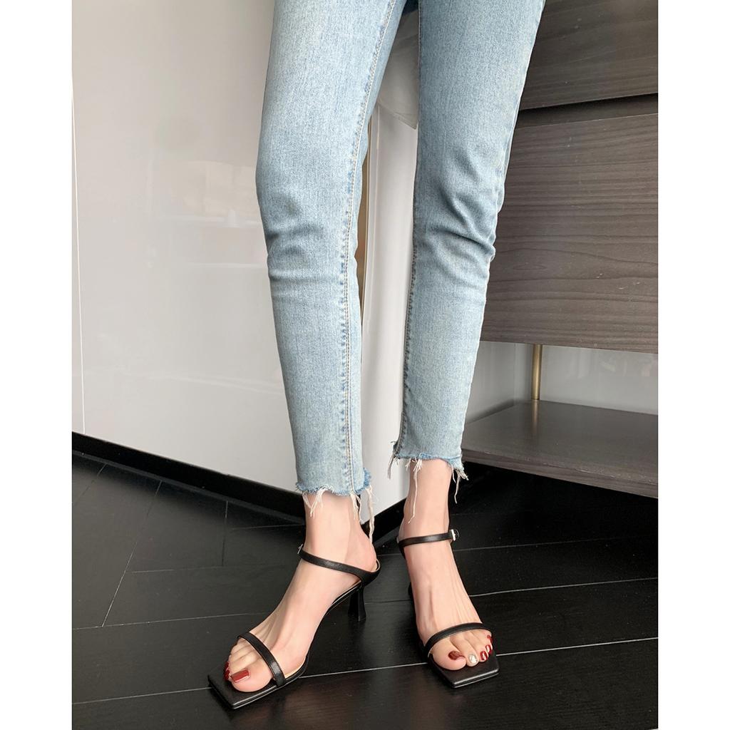 Sheepskin grape mother fashion fairy style stiletto slippers women's word with square head open toe cool slippers summer wear