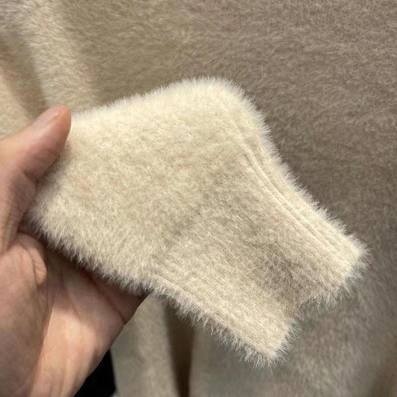 Sweater for Women Autumn Winter Thickened Warm Knitted Stretchy Long Sleeve Tops