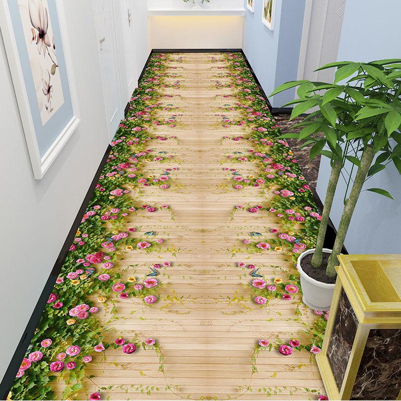 Modern Design Hallway Aisle Carpet Red Rose Long Runner Hotel Entrance Hallway Corridor Stair Non Slip Mat Bedroom Bedside Rugs