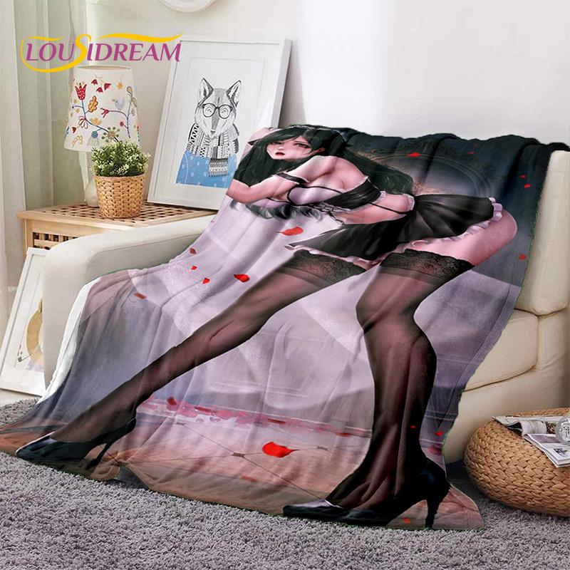 Cartoon Character Sexy Lace Girls Cute Anime Soft Blankets,Keep Warm Throw Blanket Comfortable for Picnic Beds Sofa Home Bedroom