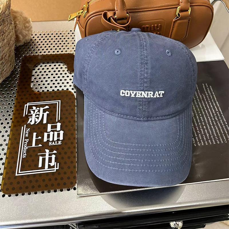 Fashion Hat New Hat Women's Old Washed Cotton Textured Baseball Cap Versatile Face Small Hat Women's Korean Edition Embroidered Cap