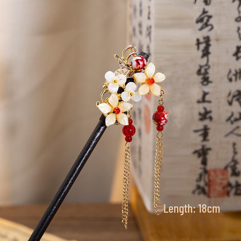 2026 Retro Tassel Wood Hairpin for Hanfu & Qipao