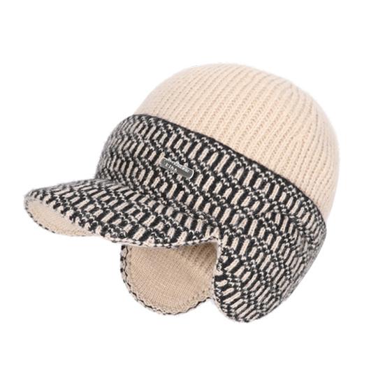 Riding Hat Soft Plush Inner Wide Brim Ear-Protecting Knitting Baseball