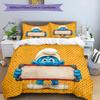 3pcs Duvet Cover Set (1*Duvet Cover + 2*Pillowcase, Without Core), Blue Smurfs Print Bedding Set, Bedroom Decor, All‑Season, Birthday Gift