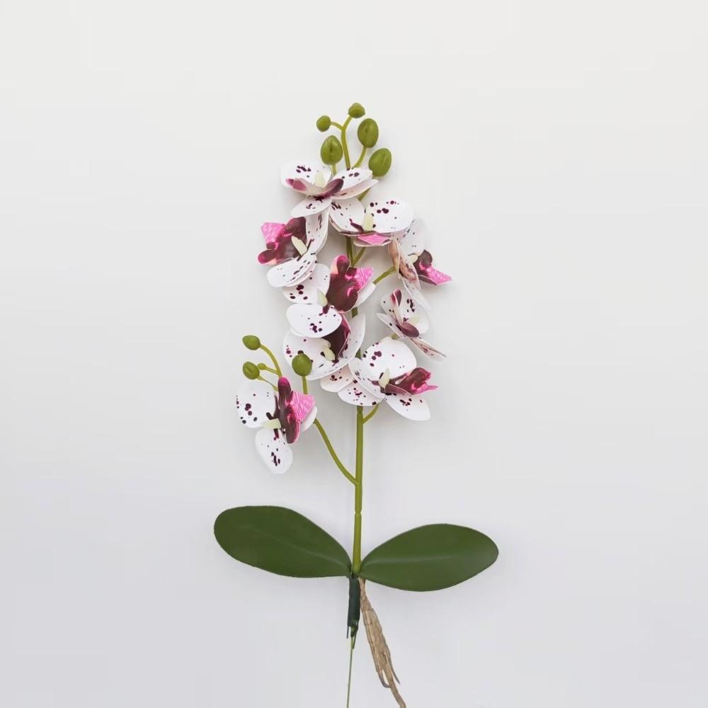 New 9 Flowers Artificial Orchid Flowers Pink PVC Artificial Faux Plants Multi-Bloom Fake Flower Living Room Ornaments