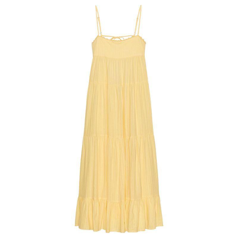 Zaprha 2025 Summer New Seaside Holiday Style Yellow Loose Backless Patchwork Dress 8232702