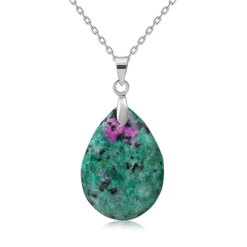 New Fashion Natural Stone Crystal Pendant Teardrop Simple Pendant Necklace Earrings Making Jewelry With Chain Collar