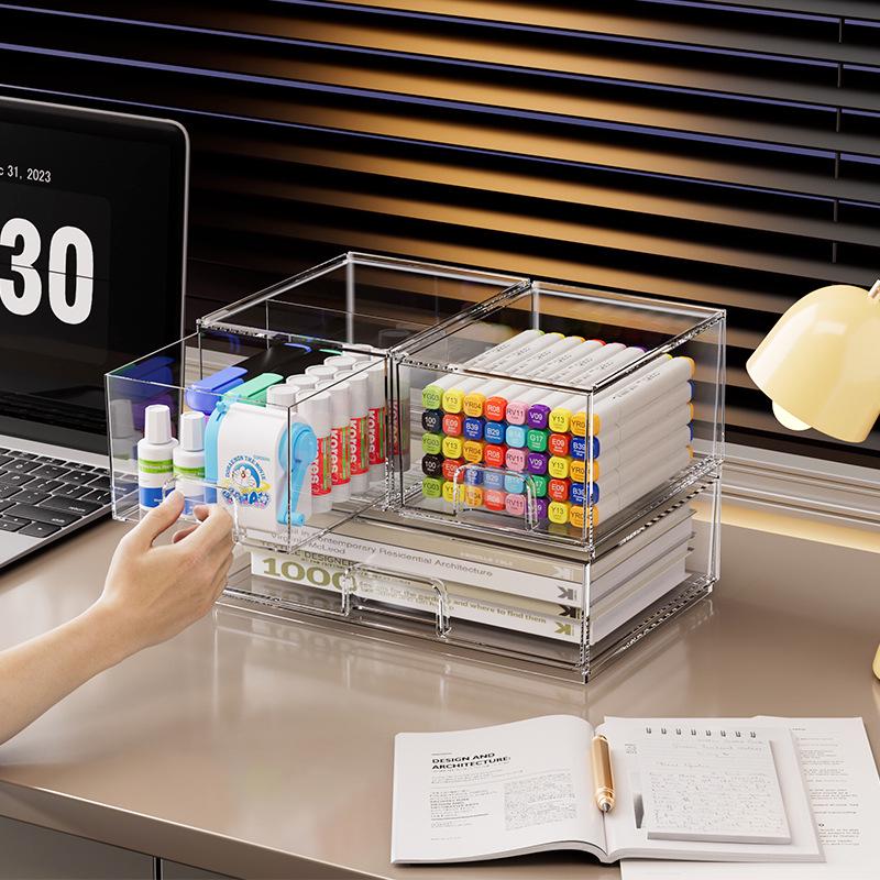 Transparent Stackable Makeup Storage Box for Lipstick, Mask & Skincare