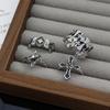 Diablo Clover Cross Personality Punk Style Open Ring Female Starlight Zircon Fashion Index Finger Ring