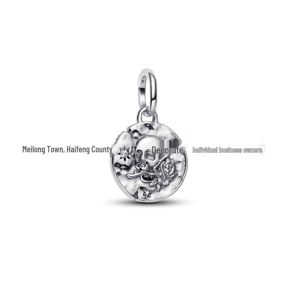 Charm Pan in Rame Bianco Placcato Argento S925 per Braccialetti Fai da Te