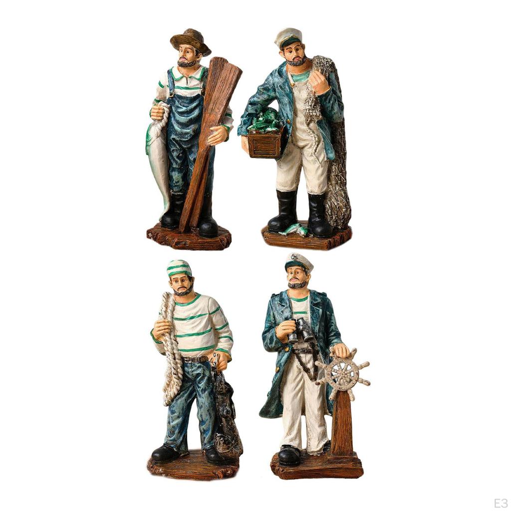 Figurka námořníka Socha rybáře Pryskyřičná řemesla Námořní unikátní stolní ozdoba Socha pro obývací pokoj