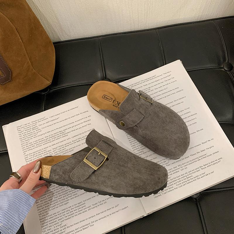 Baotou Half Slippers Women's Spring and Summer New Retro Versatile Single Shoes Large Size Lazy Outer Wear