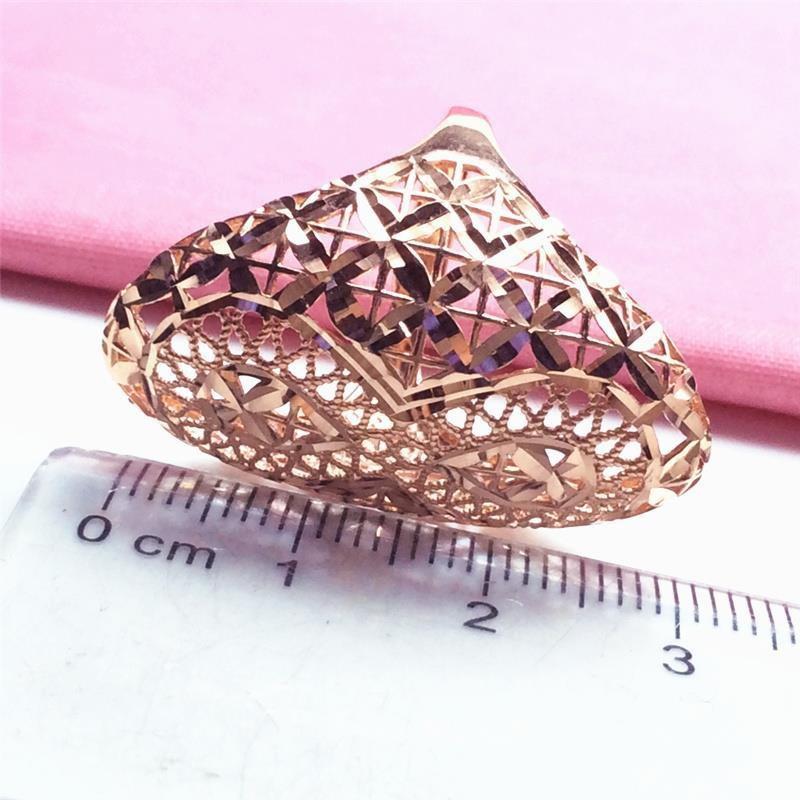 Russia 585 Purple Gold Wide Version Hollow Ring Korean Version Rose Gold Plated Open Ring Women'S Model
