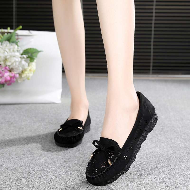 Spring and summer old north cloth shoes women's breathable mesh single shoes lace hollow soft sole women's shoes flat-soled beanie shoes maternity sh