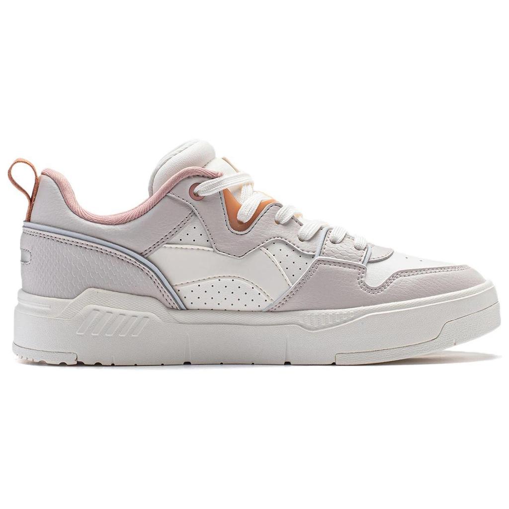 Li Ning Common 80s Synthetic Leather Slip Resistant Cushioning Low top Skateboard Shoes Women's Gray White AGCU008-2