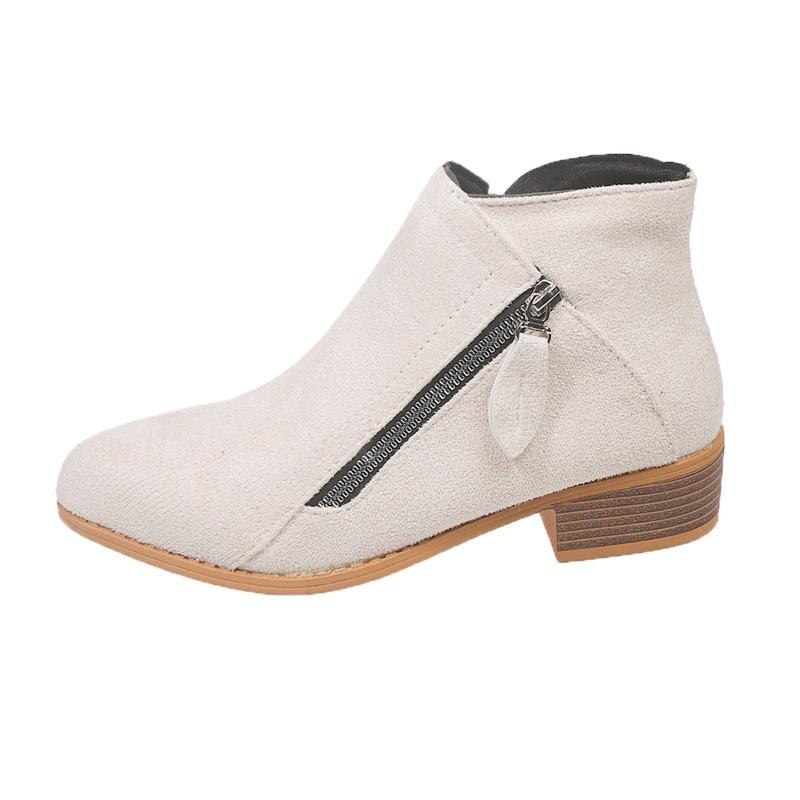 Neue Zehenfreie Stiefeletten, Spitz, Dickabsatz, Seitlicher Reißverschluss, Übergröße, Dr. Martens Stiefel für Damen