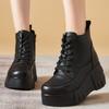 Fashion GKTINOO  Fashion Retro Women Platform Boots Autumn Round Toe Genuine Leather Wedge Heel Ankle Boots Women Handmade Casual Shoes