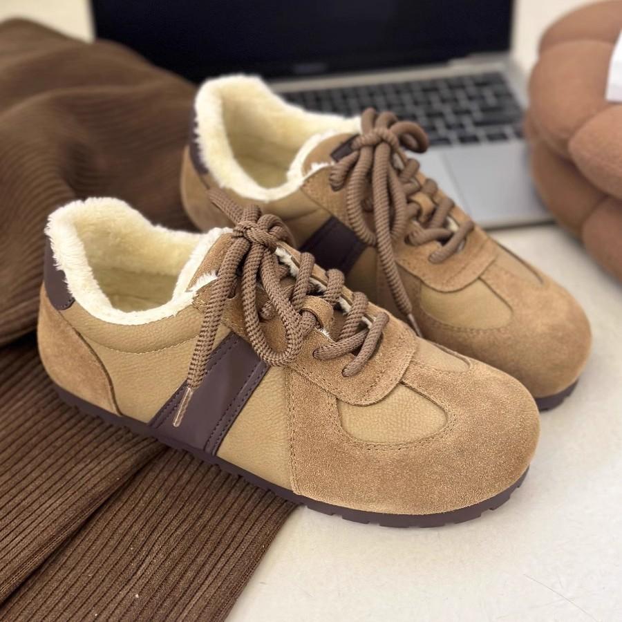 Shoes women's winter 2025 new velvet Birkenstocks round head ugly cute shoes casual sports fluffy Forrest Gump shoes
