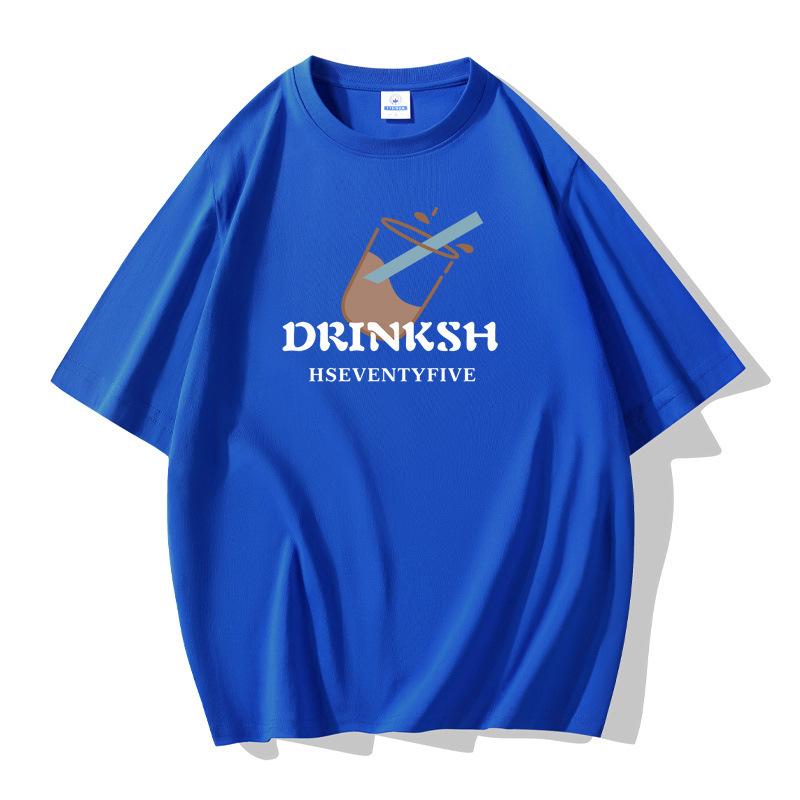 

Летняя модная мужская футболка с короткими рукавами, свободная, 100% хлопок, большой размер S синий