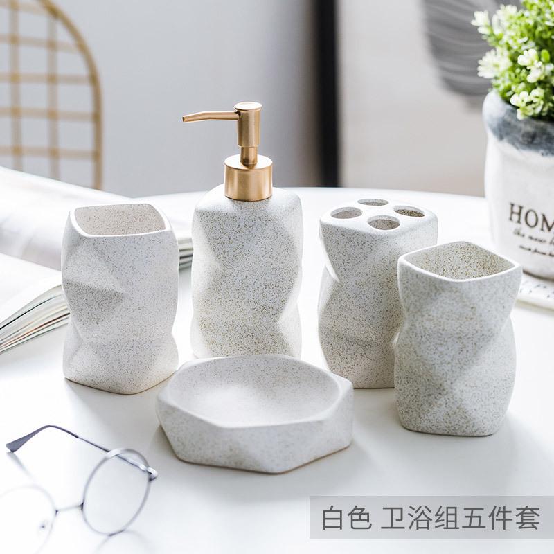 Ceramic Bathroom Wash Set Bathroom Supplies Toothbrush Cup Toothbrush Cup Soap Dish Lotion Bottle Household Toiletries Set