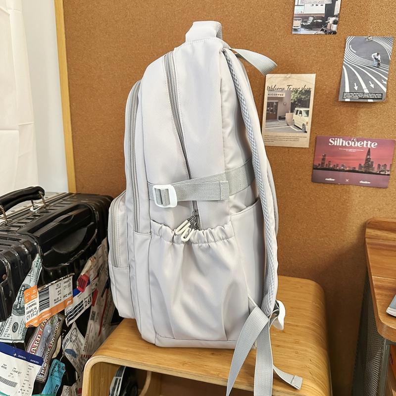 Large Capacity Backpack Men's Travel Backpack Solid Color Student Schoolbag