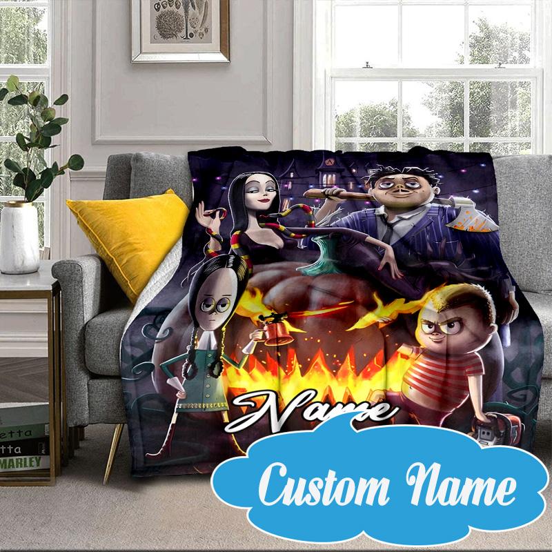 Benutzerdefinierter Name Nightmare Addams Decke Bett Sofa Decke Flanelldecke für Camping, Wandern, Picknick Zubehör, Geschenk für Fan Familie