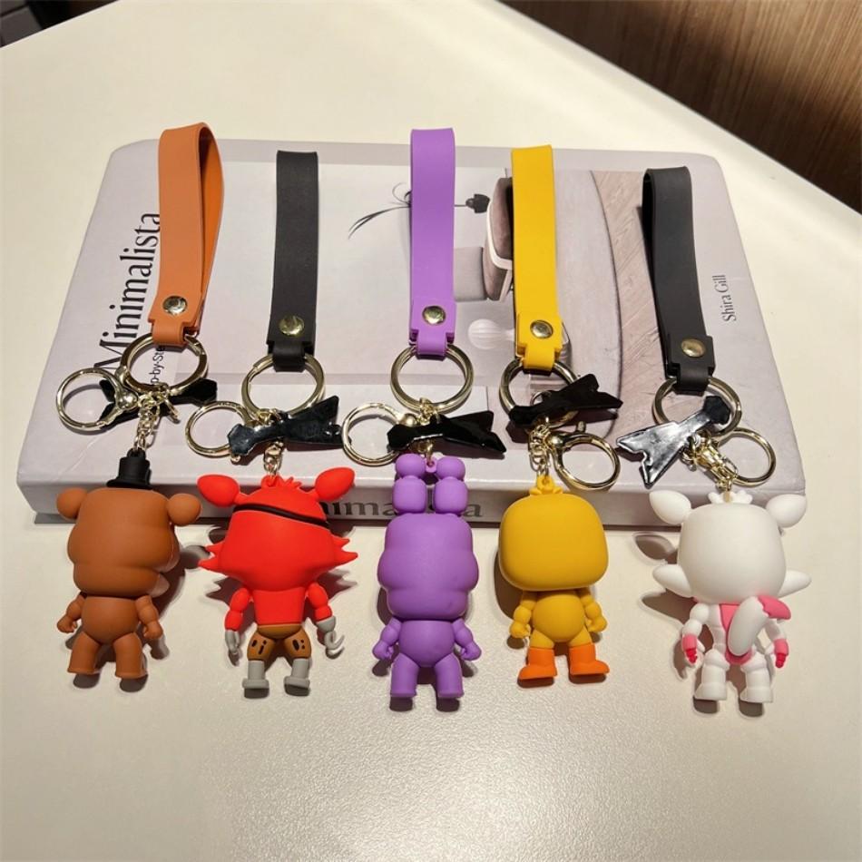 5PCS Cartoon Game Action Figure FNAF Freddy's Fazbear Bear Doll Model Toy Five Nights Freddy Keychain For Gift