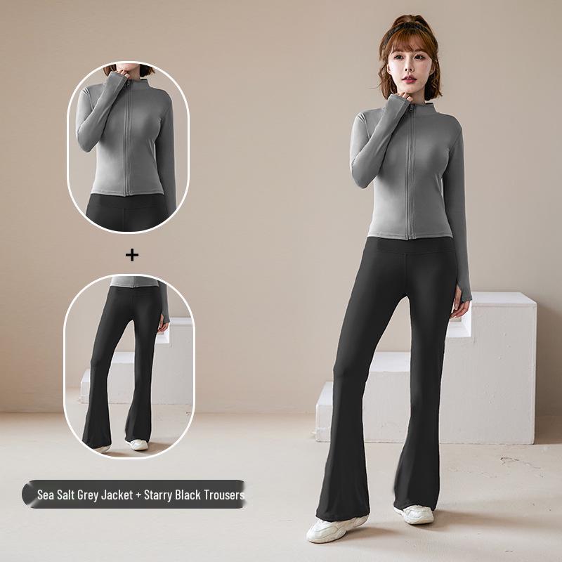 Women's Quick-Dry Zip-Up Sports Jacket with Stand Collar and Long Sleeves for Running and Yoga