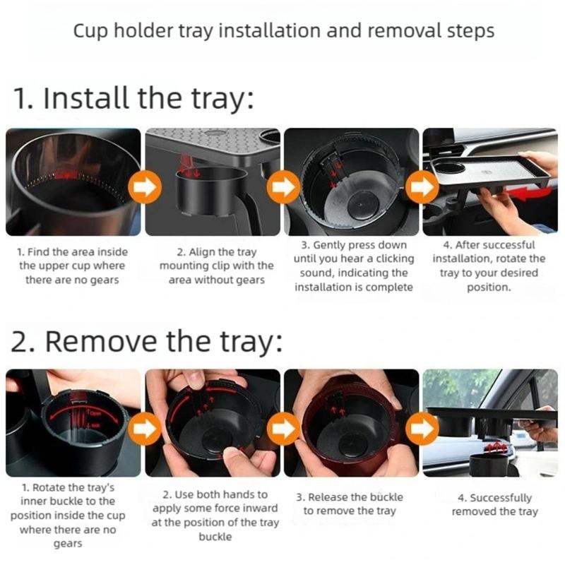Upgrades 360 Rotation Car Cup Holder Organizers Tray Strong Multifunctional Storage Solution For Drinks Snacks Phones
