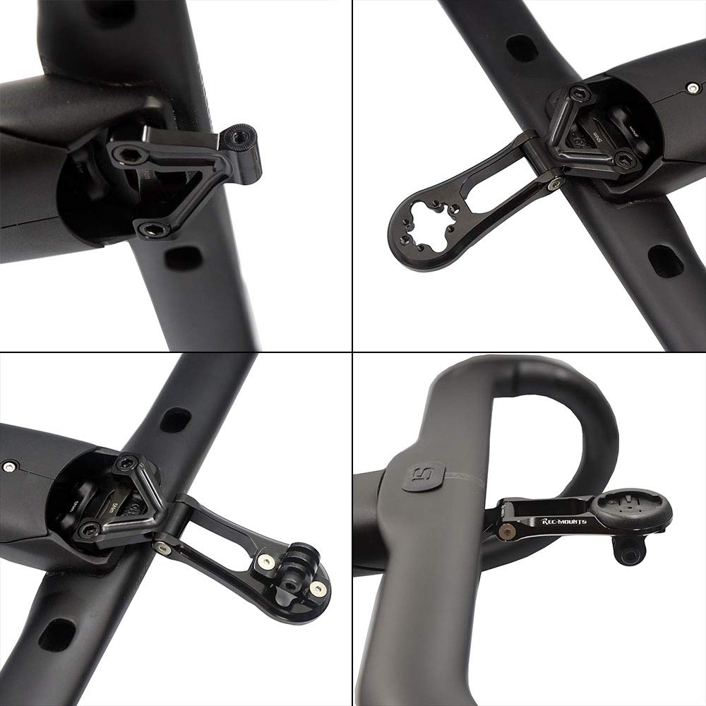 Black Cycle Computer Mount for Cannondale Stem Type Combo Mount with 10 and GoPro [REC Mount] [HollowGram KNØT/SAVE], [Compatible Brands], Garmin,