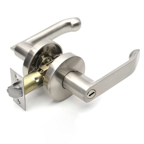 Solid Hardware Door Knob, Keyless, Silver Lever Handle with Privacy Lock, Suitable for Bathrooms, Studies, and Private Rooms, Locks from the Inside, I