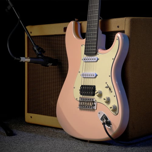 Donner DST-200 Electric Guitar Beginner Set, ST Type, Coil Tap, Case, Strap, Shield, and 5-Piece Accessory Set, Pink