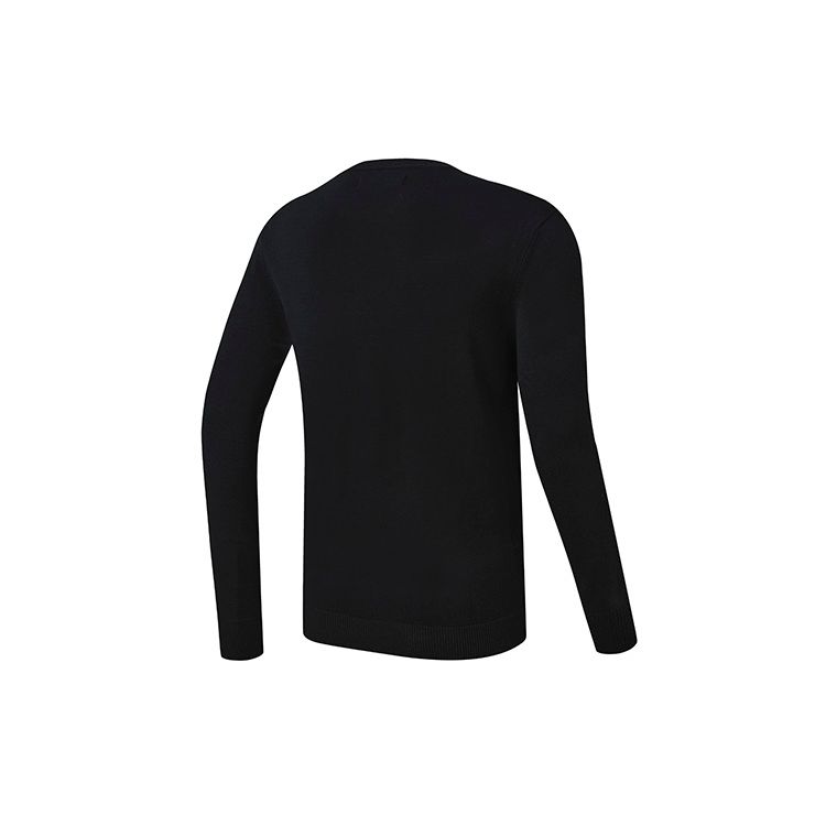 FILA Athletics Logo Print Color Block Golf Sports Crew Neck Pullover Knit American Vintage Long Sleeve T-Shirt Men Tops Deep-Black A11M245404F-BK