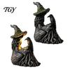 Mossy Ancient Tree Witch Crow Statue Luminous & Raven Figurine with Texture, Resin Gothic No Installation Required Decor LED Light for Halloween Home