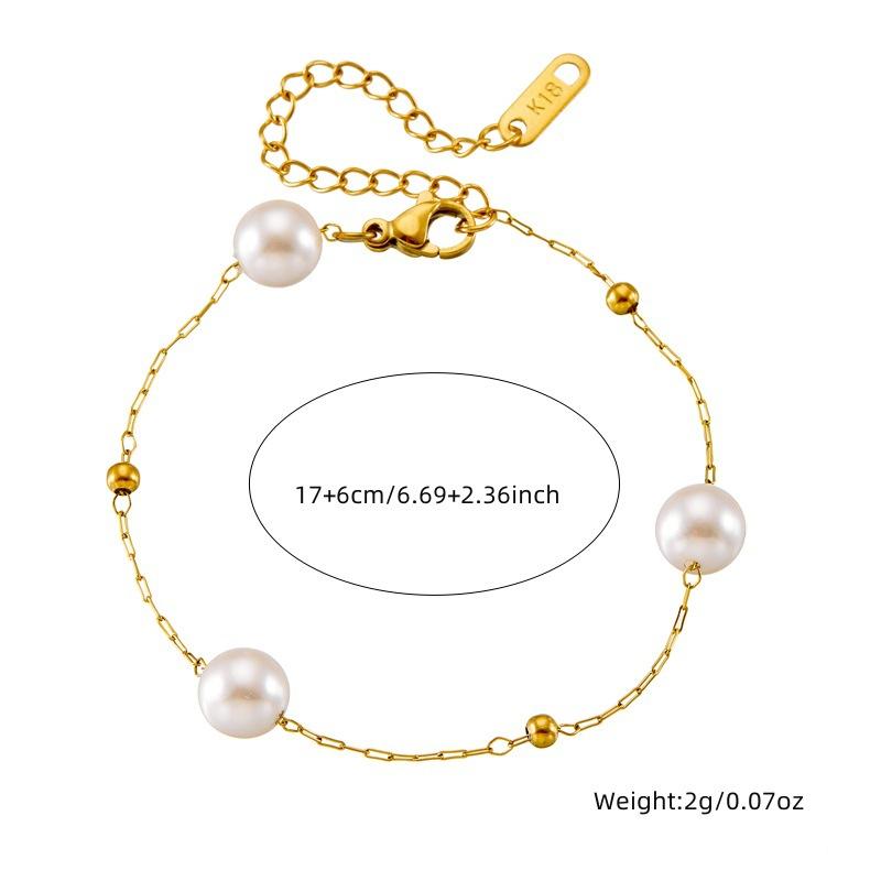 Gold Station Pearl Jewelry Set Necklace Bracelet