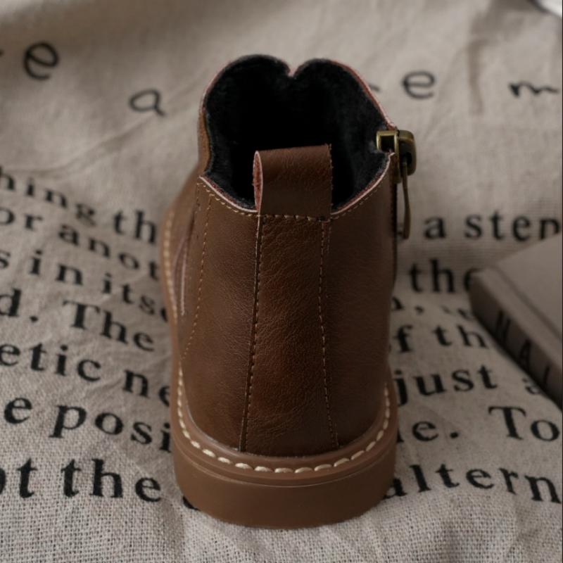 Autumn Winter New Children Boots Boys Girls Short Boots Toddler Fashion Leather Shoes England Style Soft Bottom Boots 21-33