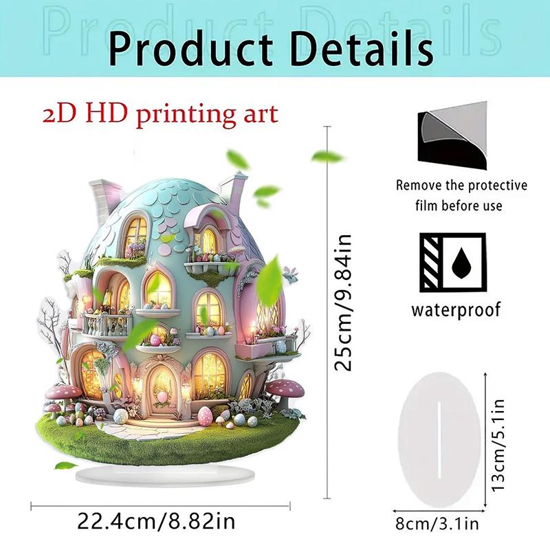 Bohemian Style 2D Acrylic Cute Easter Egg Rabbit Village DIY Decoration Festival Decor Desktop Ornament Easter Gifts For Bedroom