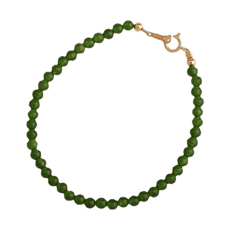 Mini Emerald Bangle with Gold-plated Fine Design, Featuring Jade Beads, Giving A Light Luxury Touch.
