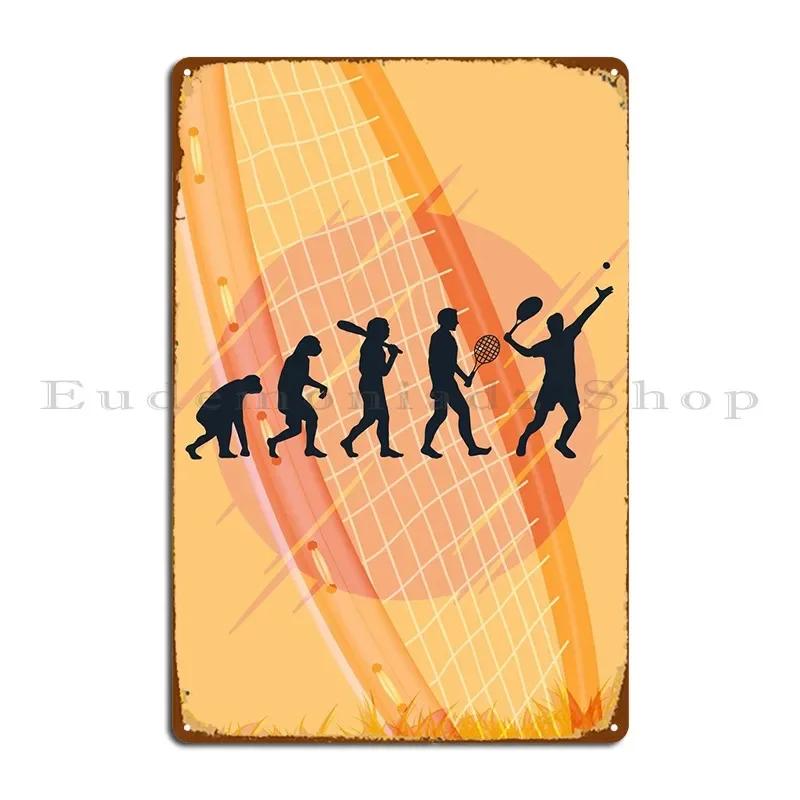Tennis Evolution Metal Plaque Character Garage Party Club Garage Retro Tin Sign Poster 20x30cm(7.8x11.8inch)