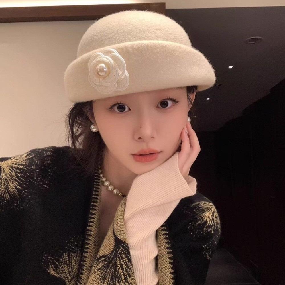 Pearl Headwear Hepburn Style Bucket Hat New Top Hat Party Dress