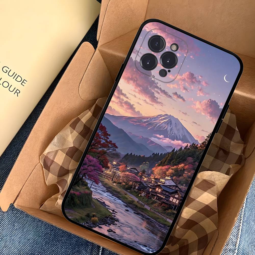 Japanese Mount Landscape Wave Phone Case For IPhone 17 Pro Max Air Back Cover 16 15 14 13 12 11 Pro Max Case