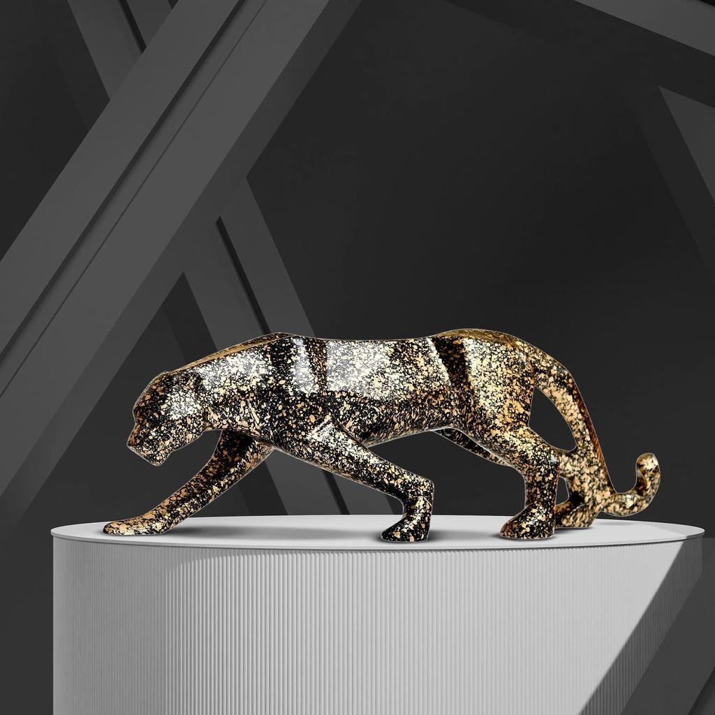 Auffällige Gepunktete Panther-Skulptur | Eine Wilde Mischung aus Stil & Kunstfertigkeit | Werten Sie Ihren Raum mit Moderner Eleganz auf – 1er-Pack,