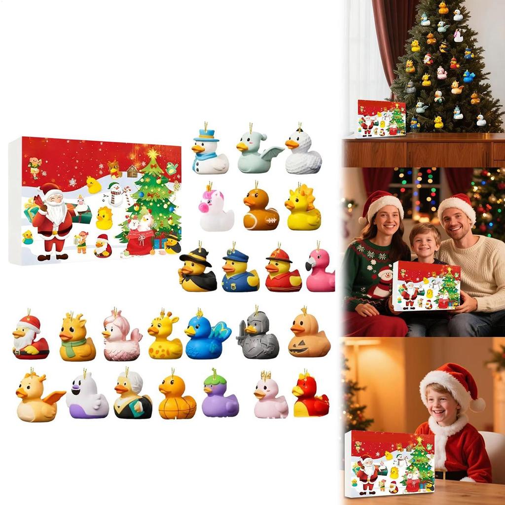Christmas Calendar Duck Ornament Advent 2D Acrylic Decor 24 Days Duck Countdown Calendar For Home Car Rearview Christmas Tree
