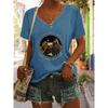 Summer V-neck 3D Printed Top Fashionable Casual Short Sleeved Women's T-shirts